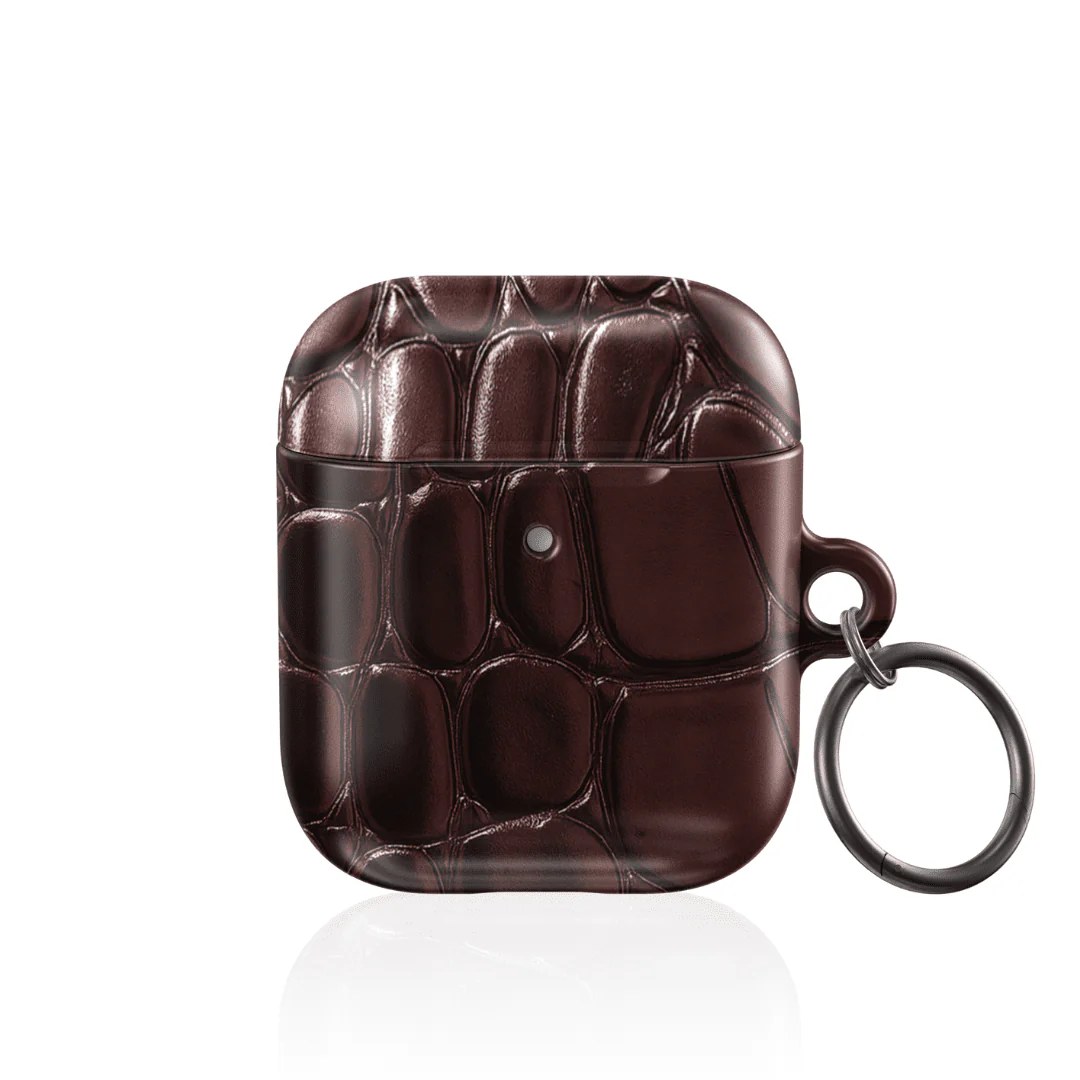 Oxblood Croc AirPod Case