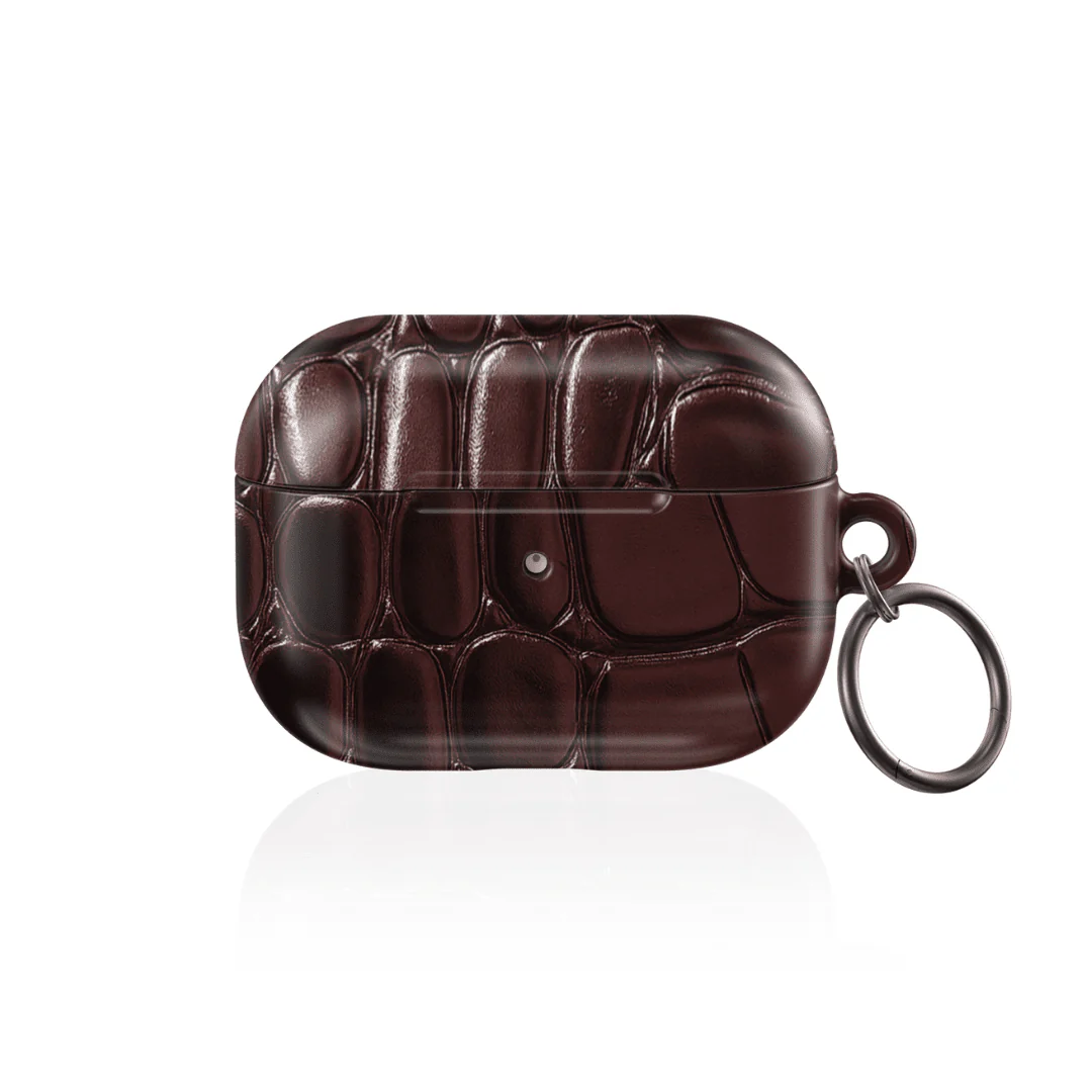 Oxblood Croc AirPod Case - Image 5