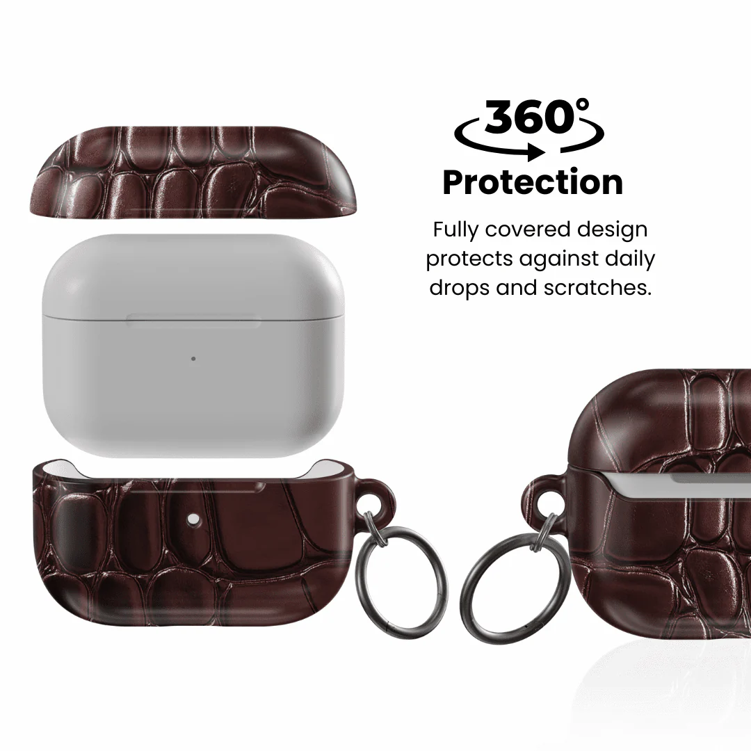 Oxblood Croc AirPod Case - Image 6
