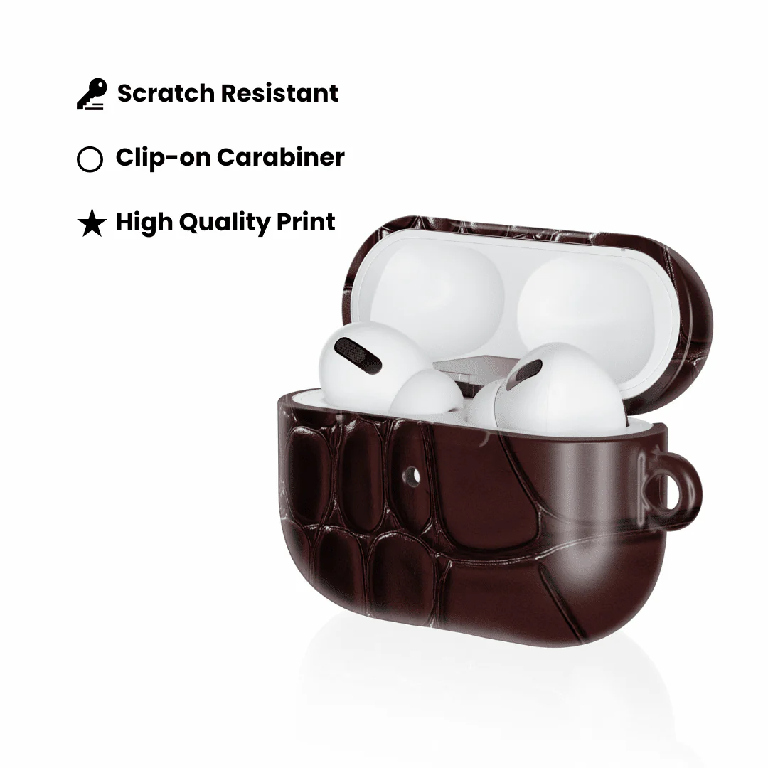Oxblood Croc AirPod Case - Image 7