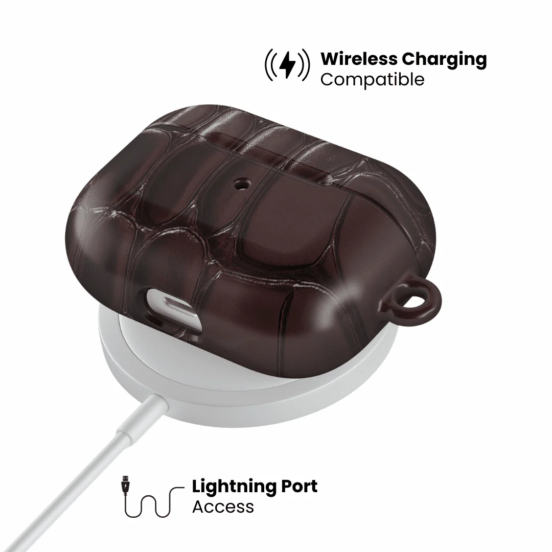 Oxblood Croc AirPod Case - Image 8