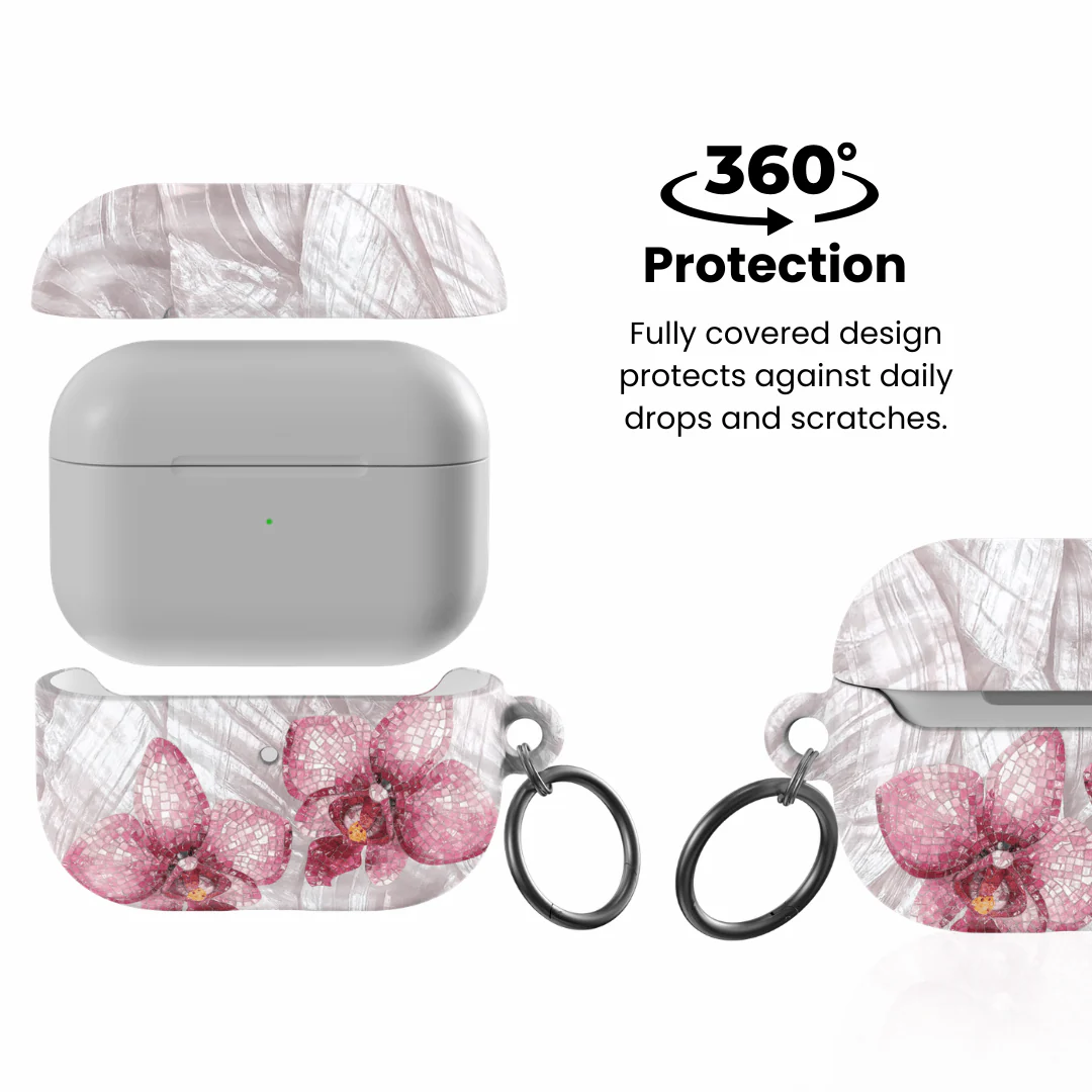 Pink Mosaic Orchids AirPod Case - Image 6